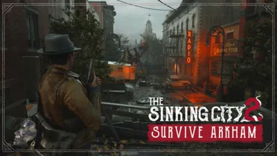 Official The Sinking City 2 cover art reading Survive Arkham